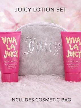 Juicy Couture Viva La Juicy Lotion Set w Cosmetic Bag NEW
